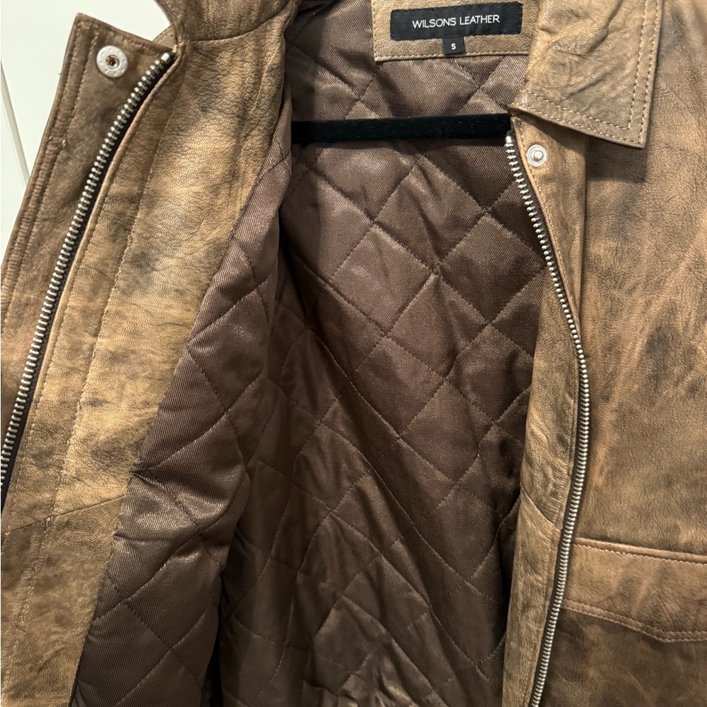 Wilsons Leather Brown Bomber Aviator Jacket - Picture 4 of 8